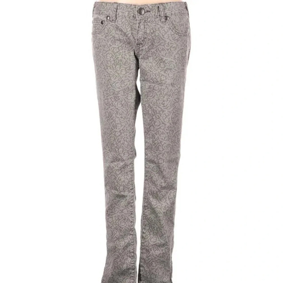 Free People Print Zip Gray Print Ankle Skinny Jean - Picture 3 of 7